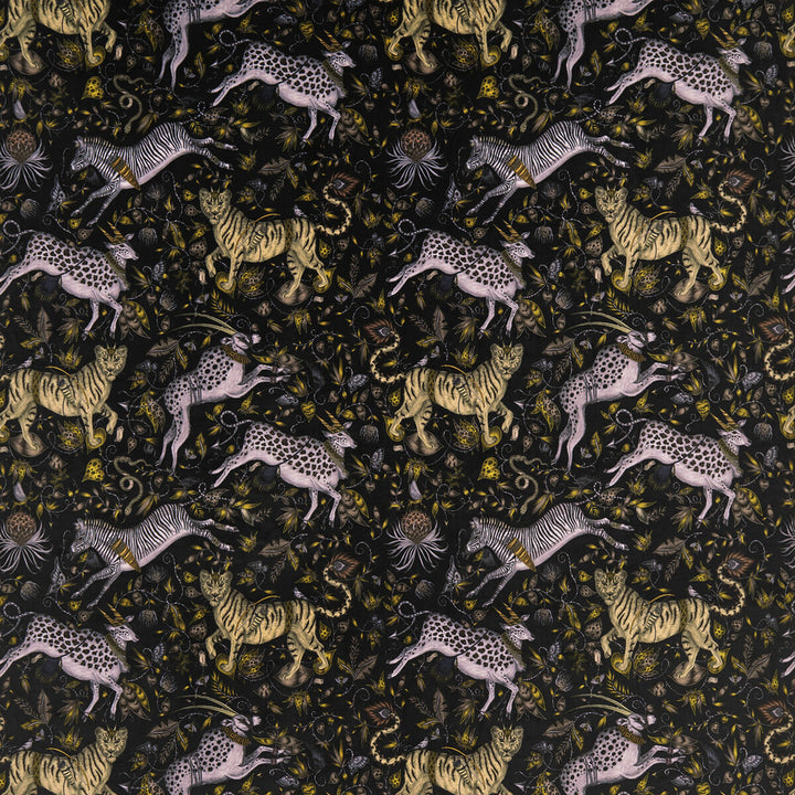 Protea Velvet Charcoal by Clarke And Clarke Designer Fabric WILDERIE BY EMMA J SHIPLEY FOR C&C POLYESTER - 100% Spain HEAVY Horizontal: 27 and Vertical: 25.36 55 - Swanky Fabrics -