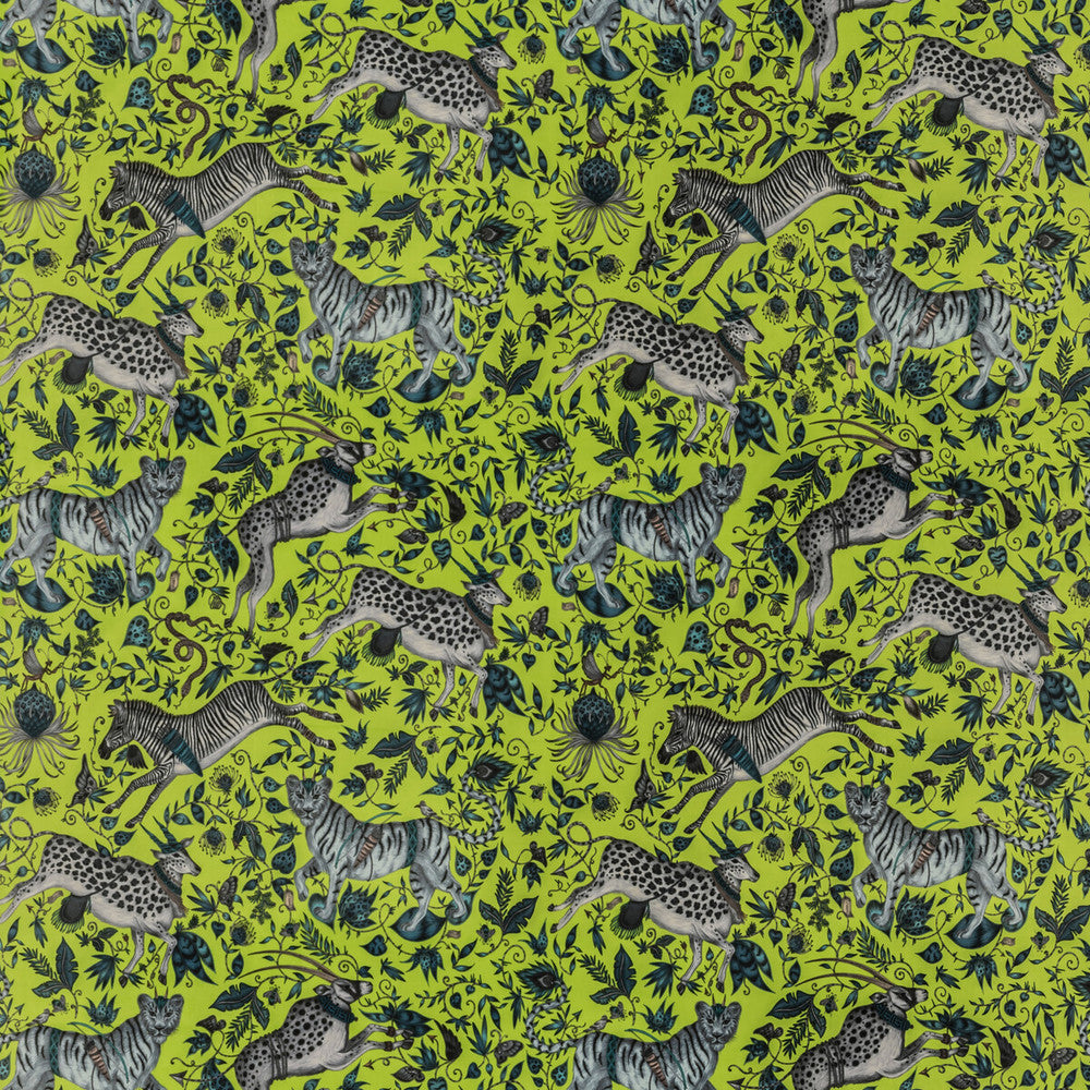 Protea Velvet Lime by Clarke And Clarke Designer Fabric WILDERIE BY EMMA J SHIPLEY FOR C&C POLYESTER - 100% Spain HEAVY Horizontal: 27 and Vertical: 25.36 55 - Swanky Fabrics -