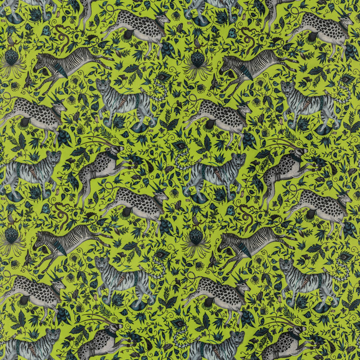 Protea Velvet Lime by Clarke And Clarke Designer Fabric WILDERIE BY EMMA J SHIPLEY FOR C&C POLYESTER - 100% Spain HEAVY Horizontal: 27 and Vertical: 25.36 55 - Swanky Fabrics -