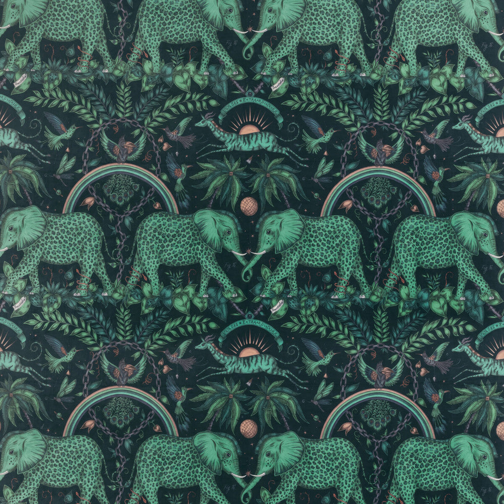 Zambezi Velvet Teal by Clarke And Clarke Designer Fabric WILDERIE BY EMMA J SHIPLEY FOR C&C POLYESTER - 100% Spain HEAVY Horizontal: 27 and Vertical: 21.62 55 - Swanky Fabrics -