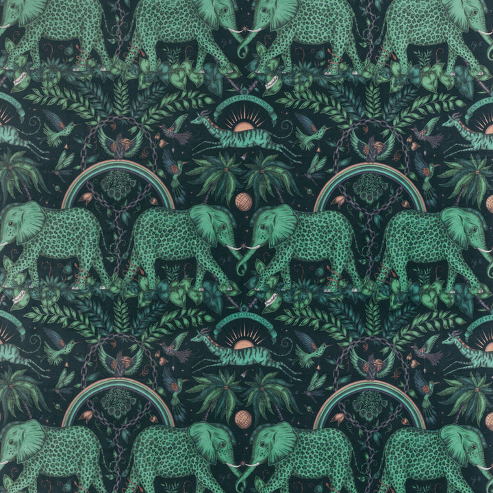 Zambezi Velvet Teal by Clarke And Clarke Designer Fabric WILDERIE BY EMMA J SHIPLEY FOR C&C POLYESTER - 100% Spain HEAVY Horizontal: 27 and Vertical: 21.62 55 - Swanky Fabrics -