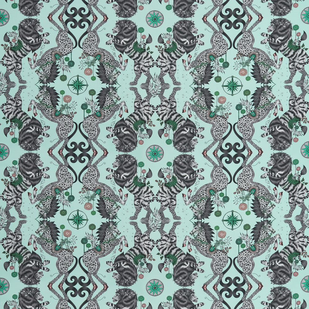 Caspian Satin Aqua by Clarke And Clarke Fabric Clarke And Clarke Fabric Caspian Satin AquaFabric WILDERIE BY EMMA J SHIPLEY FOR C&C COTTON - 100% United Kingdom </p><p>Repeat: H: 27, V: 24.61 54 - Fabric Carolina -