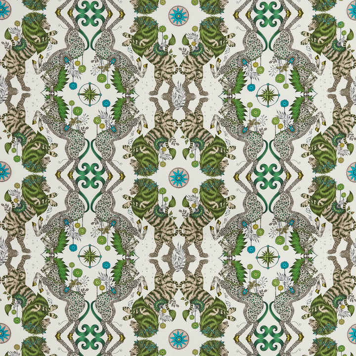 Caspian Satin Lime by Clarke And Clarke Designer Fabric WILDERIE BY EMMA J SHIPLEY FOR C&C COTTON - 100% United Kingdom HEAVY Horizontal: 27 and Vertical: 24.61 54 - Swanky Fabrics -