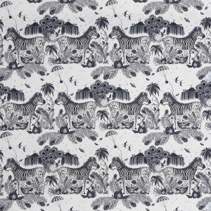 Lost World Satin Blue by Clarke And Clarke Designer Fabric