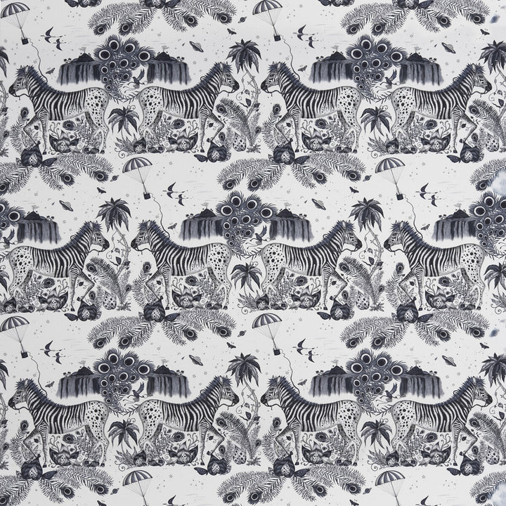 Lost World Satin Blue by Clarke And Clarke Designer Fabric WILDERIE BY EMMA J SHIPLEY FOR C&C COTTON - 100% United Kingdom HEAVY Horizontal: 27 and Vertical: 34.65 54 - Swanky Fabrics -
