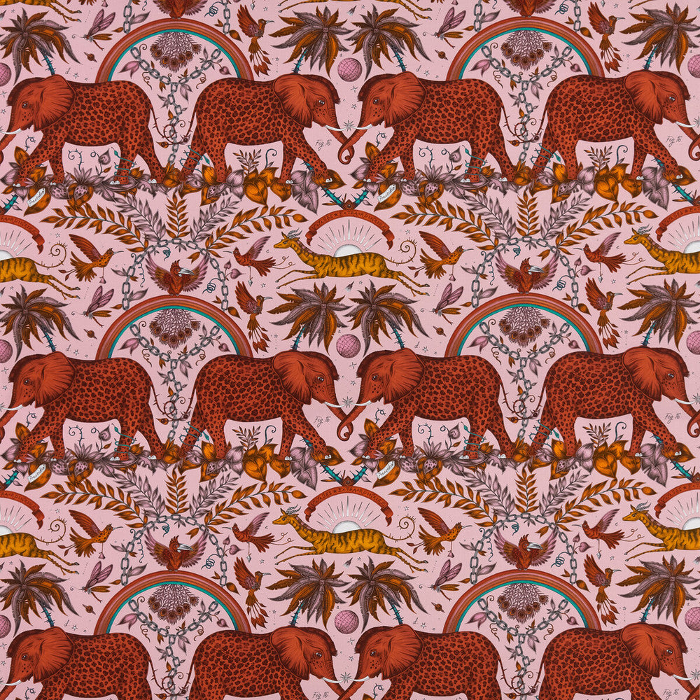 Zambezi Satin Blush by Clarke And Clarke Designer Fabric WILDERIE BY EMMA J SHIPLEY FOR C&C COTTON - 100% United Kingdom HEAVY Horizontal: 27 and Vertical: 21.78 54 - Swanky Fabrics -