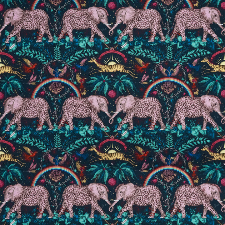 Zambezi Satin Navy by Clarke And Clarke Designer Fabric WILDERIE BY EMMA J SHIPLEY FOR C&C COTTON - 100% United Kingdom HEAVY Horizontal: 27 and Vertical: 21.78 54 - Swanky Fabrics -