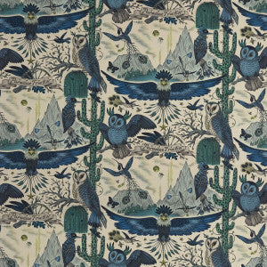 Frontier Linen Blue by Clarke And Clarke Designer Fabric