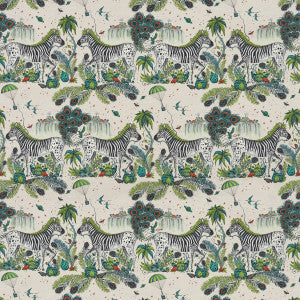 Lost World Linen Green by Clarke And Clarke Designer Fabric
