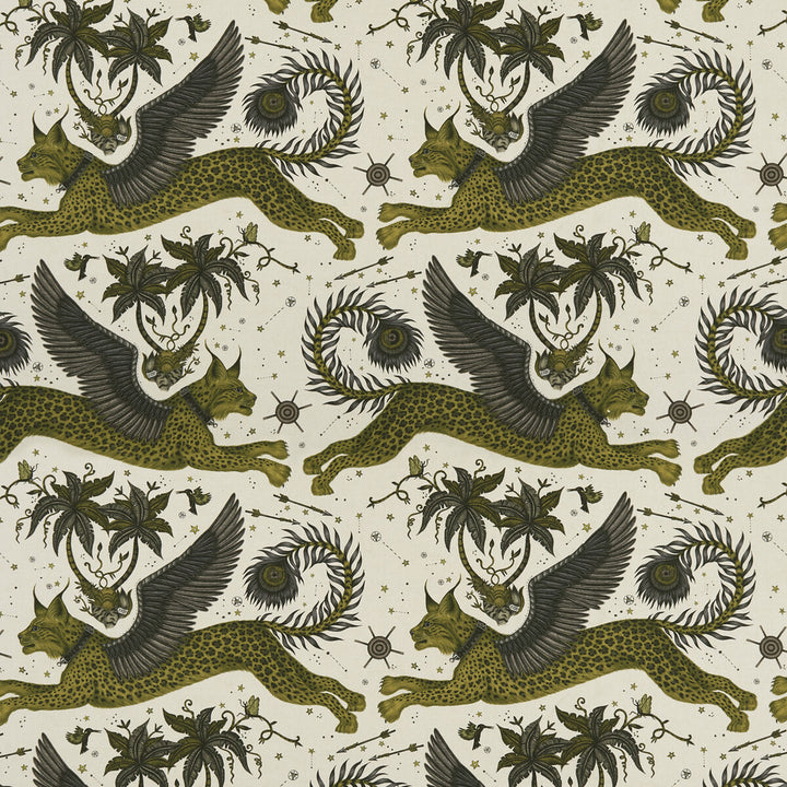 Lynx Linen Gold by Clarke And Clarke Designer Fabric WILDERIE BY EMMA J SHIPLEY FOR C&C COTTON - 60%;LINEN - 40% Spain HEAVY Horizontal: 27 and Vertical: 34.1 54 - Swanky Fabrics -