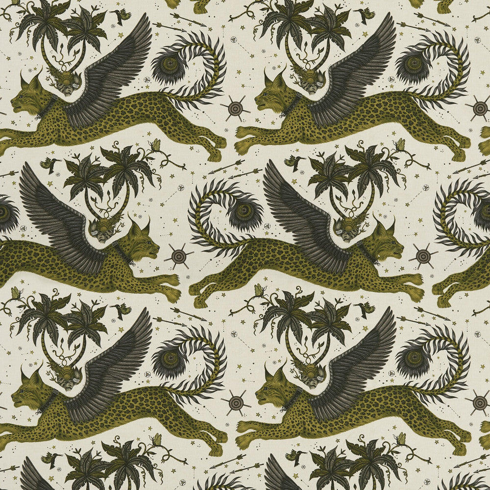 Lynx Linen Gold by Clarke And Clarke Designer Fabric WILDERIE BY EMMA J SHIPLEY FOR C&C COTTON - 60%;LINEN - 40% Spain HEAVY Horizontal: 27 and Vertical: 34.1 54 - Swanky Fabrics -