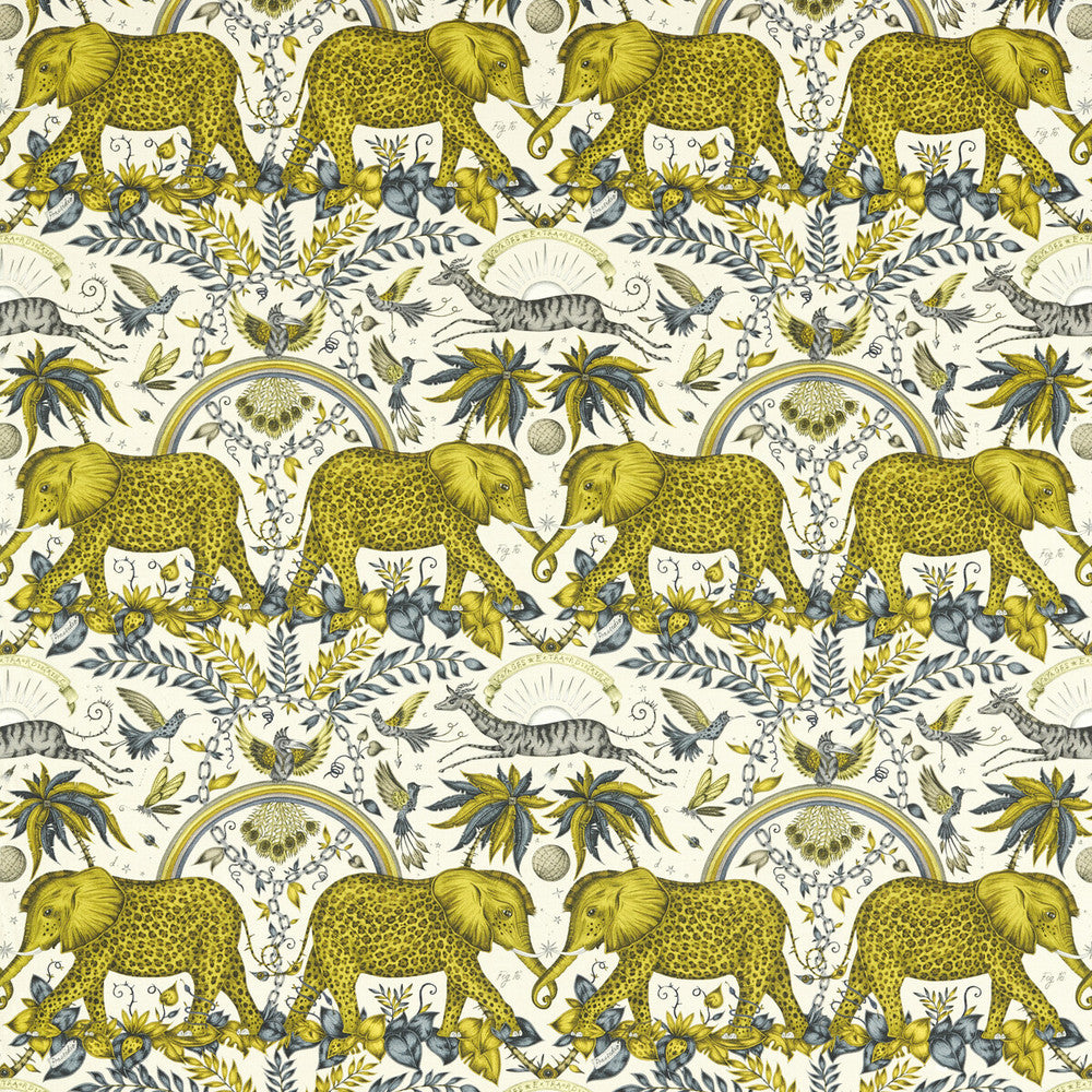 Zambezi Linen Gold by Clarke And Clarke Designer Fabric WILDERIE BY EMMA J SHIPLEY FOR C&C COTTON - 60%;LINEN - 40% Spain HEAVY Horizontal: 27 and Vertical: 21.62 54 - Swanky Fabrics -