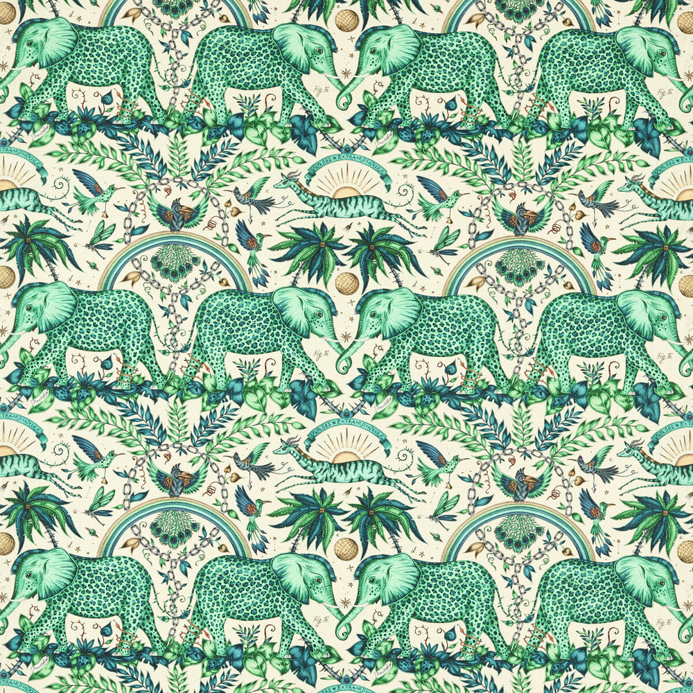 Zambezi Linen Green by Clarke And Clarke Designer Fabric WILDERIE BY EMMA J SHIPLEY FOR C&C COTTON - 60%;LINEN - 40% Spain HEAVY Horizontal: 27 and Vertical: 21.62 54 - Swanky Fabrics -