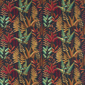 Bracken Russet Aqua Emb F1654/03.CAC.0 By Clarke And Clarke Designer Fabric