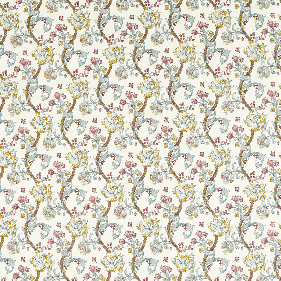 Golden Lily Embroidery - Plum/Denim F1742/04.CAC.0 by Clarke & Clarke Designer Fabric