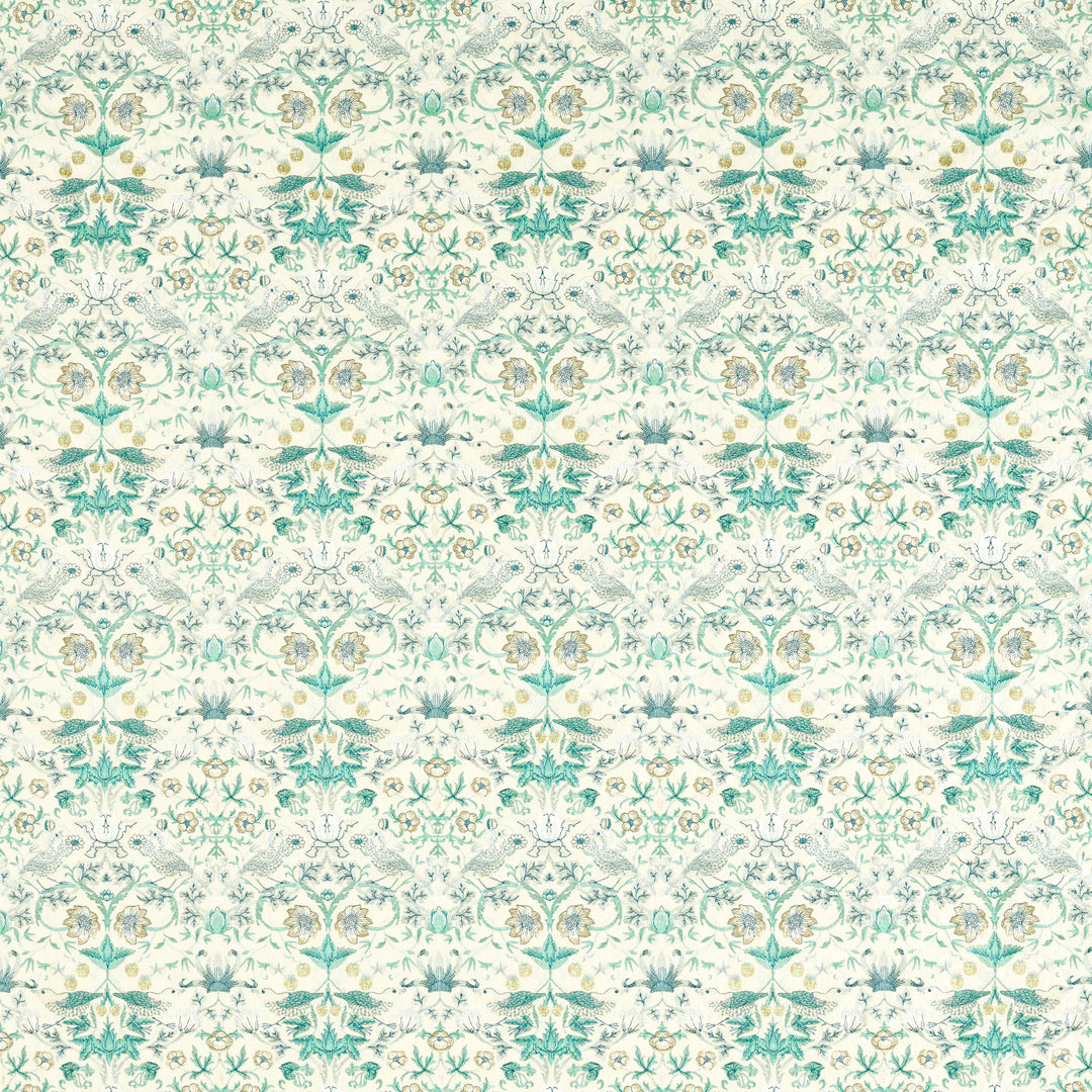 Strawberry Thief Embroidery - Teal F1745/04.CAC.0 by Clarke & Clarke Designer Fabric