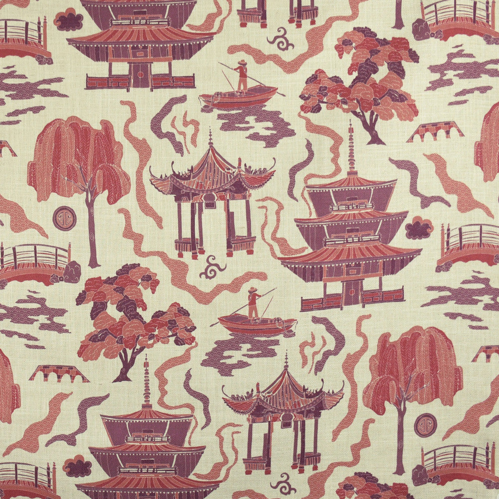 F2835 Mauve by Greenhouse Designer Fabric 95% Polyester, 5% Linen China 50,000 </p><p>Repeat: 27" H, 27" V 58" - Swanky Fabrics -