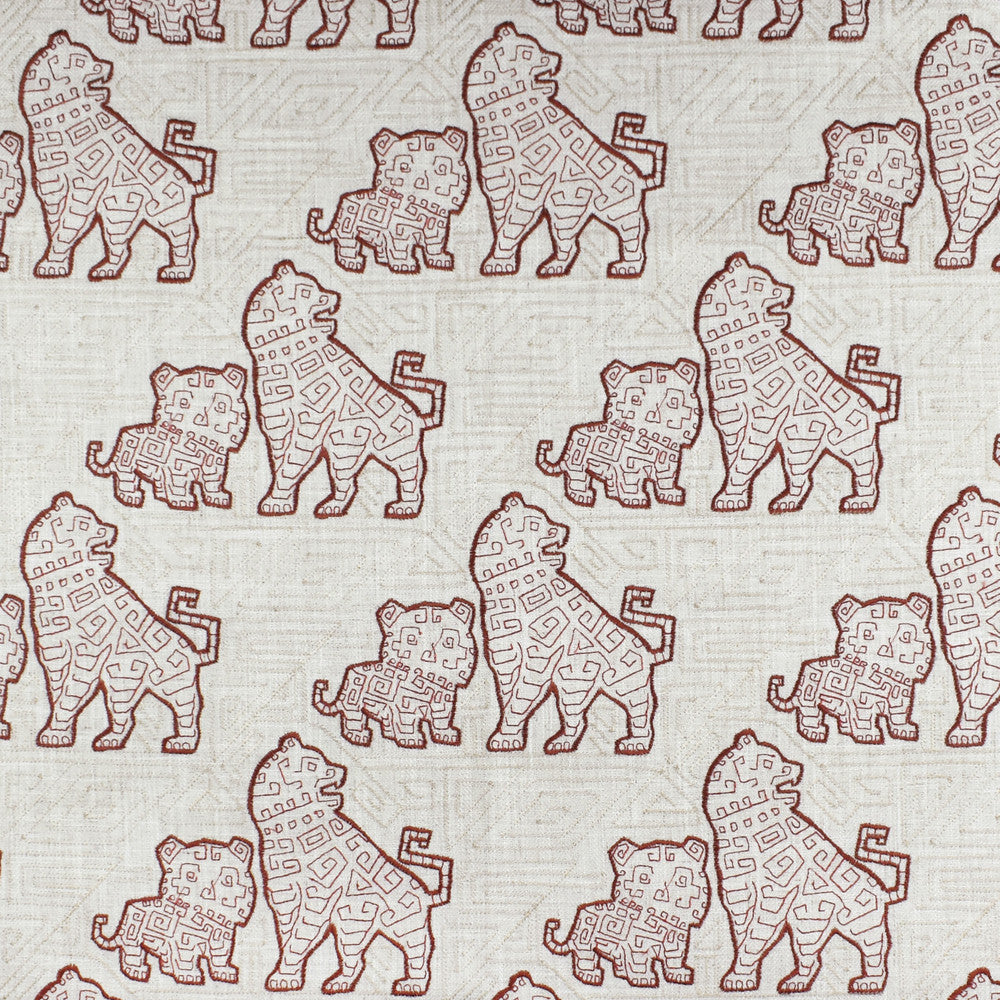 F2842 Carmine by Greenhouse Designer Fabric 95% Polyester, 5% Linen W/ 100% Rayon Embroidery China 9,000 double rubs </p><p>Repeat: 10.75" H, 11.75" V 60" - Swanky Fabrics -