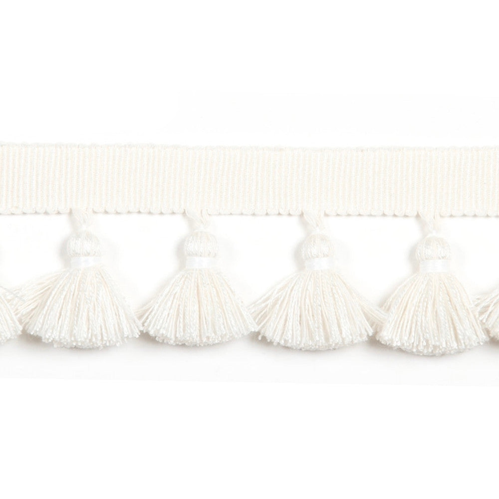 Hellenic Key Tassel Fringe Pearl by Europatex Designer Fabric Hellenic 47% Fibranne, 44% Cotton, 9% Polyester 1.75 inches - Swanky Fabrics -
