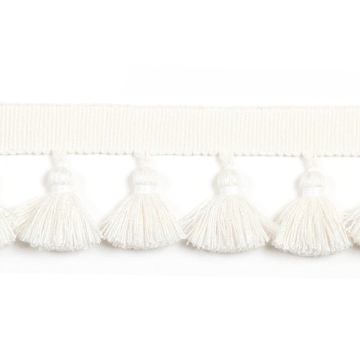 Hellenic Key Tassel Fringe Pearl by Europatex Designer Fabric Hellenic 47% Fibranne, 44% Cotton, 9% Polyester 1.75 inches - Swanky Fabrics -