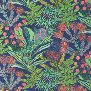Protea Print Navy F81764  by Thibaut Designer Fabric