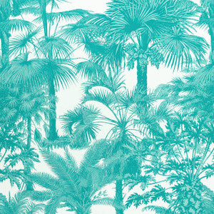 Palm Botanical Turquoise F910101 by Thibaut Designer Fabric