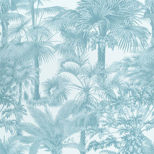Palm Botanical Spa Blue F910104 by Thibaut Designer Fabric