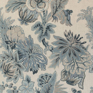 Floral Gala Slate Blue and Flax F910214 by Thibaut Designer Fabric
