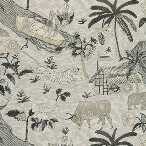 Tiger Reserve Grey F910232 by Thibaut Designer Fabric