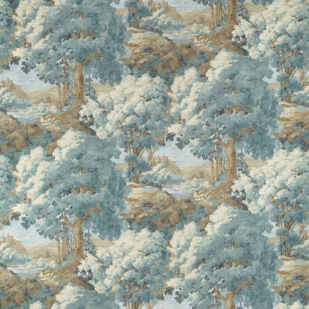 WOODLAND CLEARING Spa Blue F910547 by Thibaut Designer Fabric