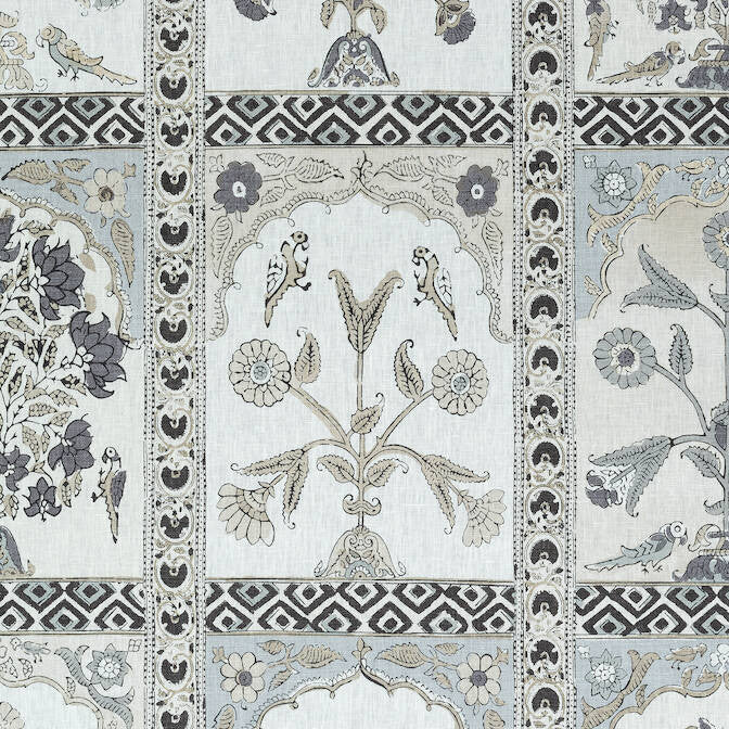 Indian Panel Black and White F910630 by Thibaut Fabric Thibaut Fabric Indian Panel Black and White F910630Fabric Ceylon Fabric 100% Linen THAILAND </p><p>Repeat: V: 35 54 - Fabric Carolina -