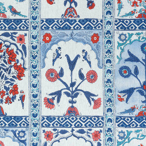 Indian Panel Coral and Blue F910631 by Thibaut Designer Fabric
