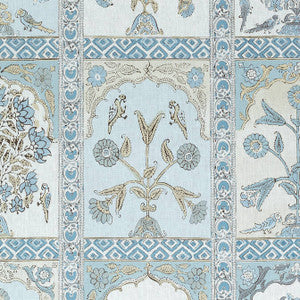 Indian Panel Spa Blue F910633 by Thibaut Designer Fabric