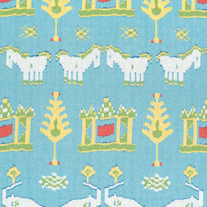 Kingdom Parade Turquoise F910644 by Thibaut Designer Fabric