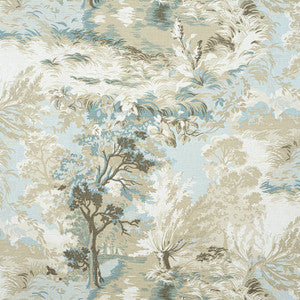 Lincoln Toile Beige and Spa Blue F910865 by Thibaut Designer Fabric