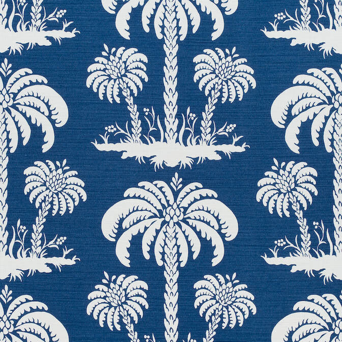 Palm Island Navy F913149 by Thibaut Fabric Thibaut Fabric Palm Island Navy F913149Fabric Summer House Fabric Book 51% Linen, 49% Cotton U.S.A. </p><p>Repeat: V: 18 54 - Fabric Carolina -
