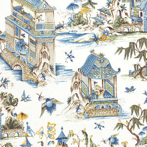 Grand Palace Blue and Green F913613 by Thibaut Designer Fabric