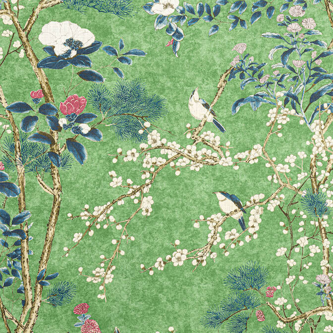 Katsura Emerald F913623 by Thibaut Fabric Thibaut Fabric Katsura Emerald F913623Fabric Grand Palace Fabric Book 82% Viscose, 18% Linen SCOTLAND </p><p>Repeat: V: 50.5 54 - Fabric Carolina -