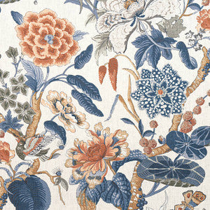 Hill Garden Brick and Navy F913655 by Thibaut Designer Fabric