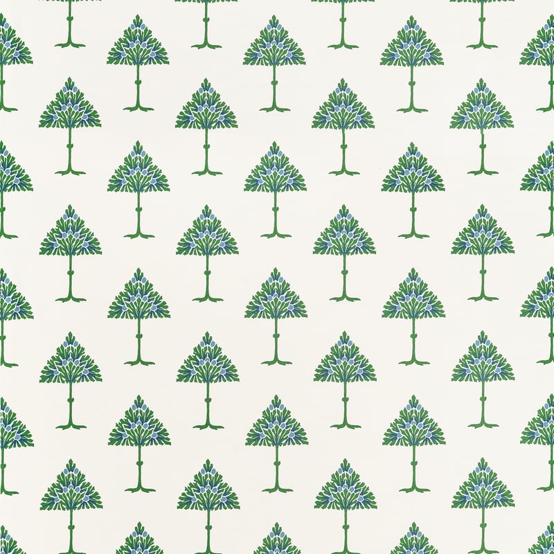 MAY TREE Blue and Green F914615 by Thibaut Designer Fabric