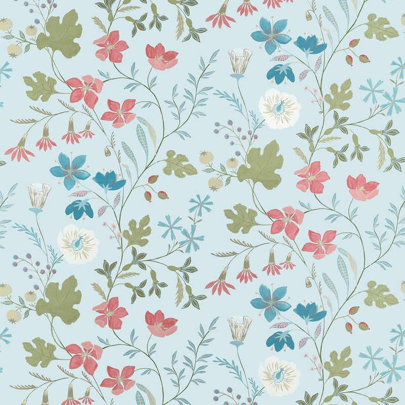 BLOOM Spa Blue F914627 by Thibaut Designer Fabric