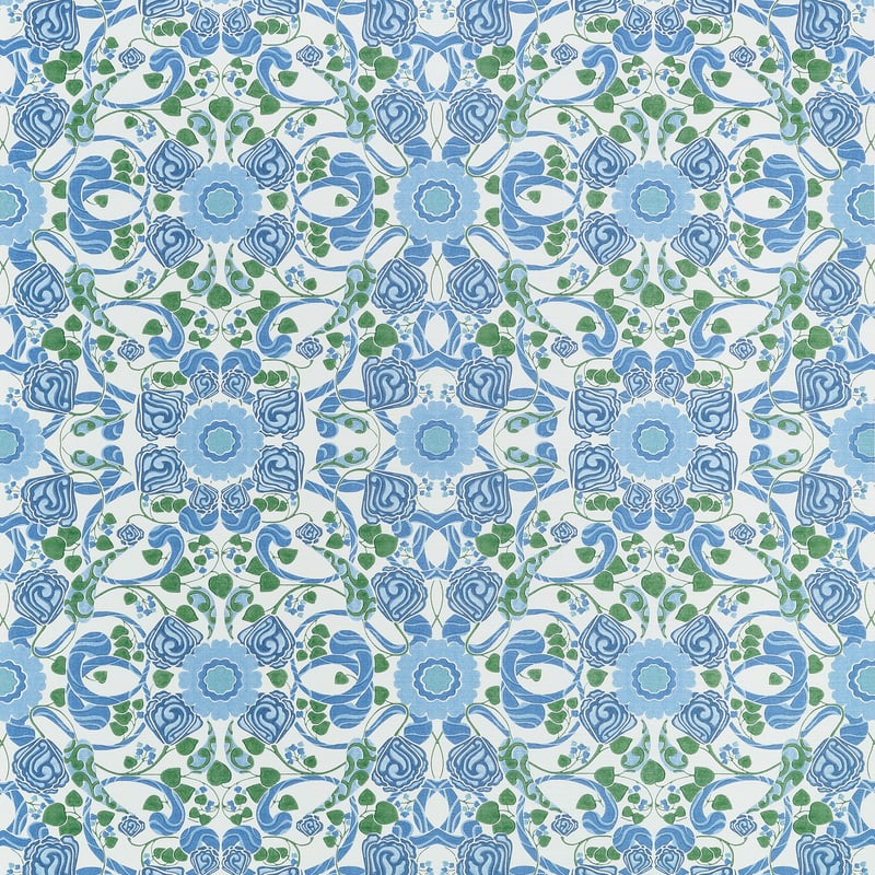 MARGAUX Blue and Green F914644 by Thibaut Designer Fabric