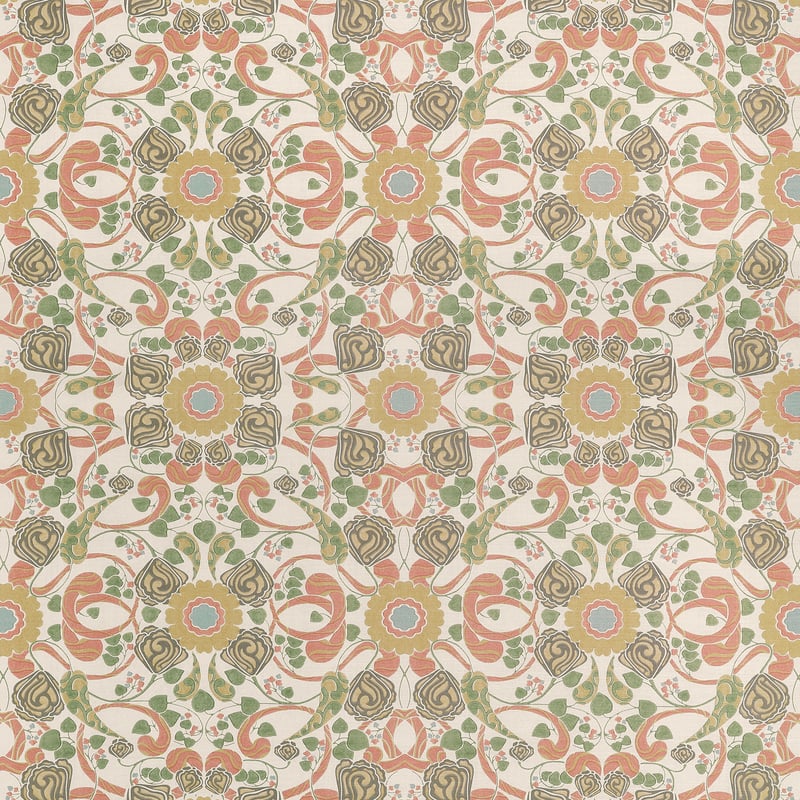 MARGAUX Apricot and Sage F914646 by Thibaut Designer Fabric
