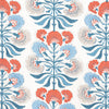 Tybee Tree French Blue and Coral F916213 by Thibaut Designer Fabric
