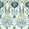 Mendoza Suzani Blue and Green on White F916240 by Thibaut Designer Fabric
