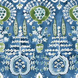 Mendoza Suzani Blue and Green on Navy F916241 by Thibaut Designer Fabric