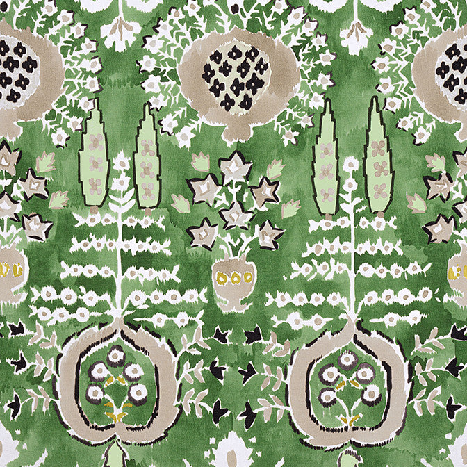 Mendoza Suzani Green F916242 by Thibaut Fabric Thibaut Fabric Mendoza Suzani Green F916242Fabric Kismet Fabric Book 52% Cotton, 48% Linen ITALY </p><p>Repeat: V: 34 54 - Fabric Carolina -