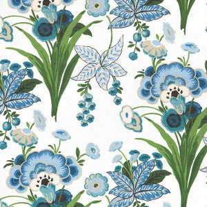 Pasadena Blue and Green F920851 by Thibaut Designer Fabric