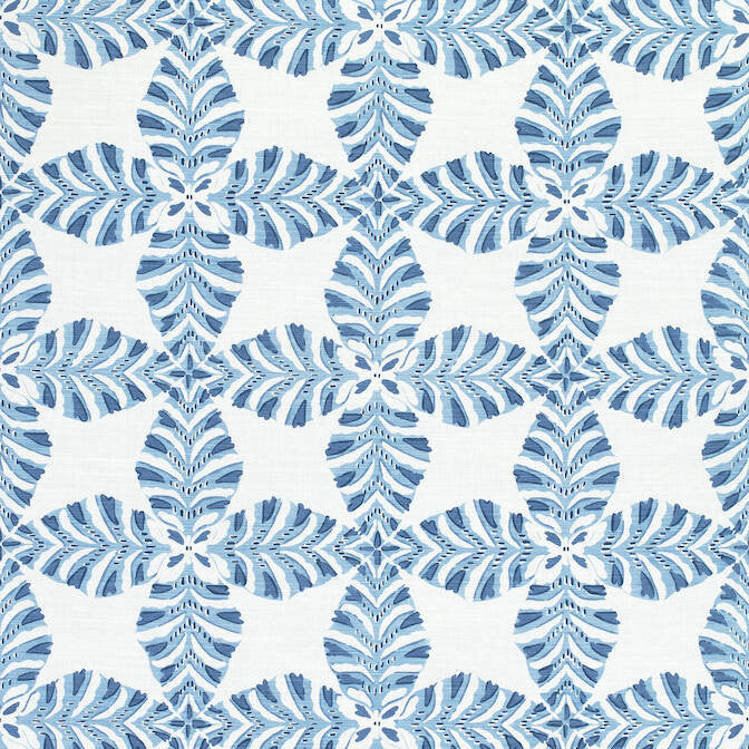 Starleaf Blue F92974 by Thibaut Fabric Thibaut Fabric Starleaf Blue F92974Fabric Paramount Fabric Book 51% Linen, 49% Cotton U.S.A. </p><p>Repeat: V: 12.5 54 - Fabric Carolina -