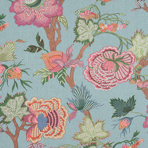 Indienne Jacobean Raspberry and Teal F936415 by Thibaut Designer Fabric